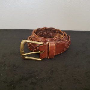 Brown Leather Braided Belt 40-42